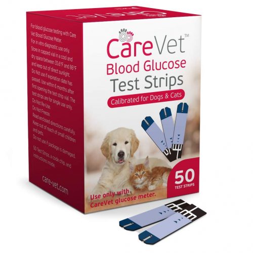 Care Vet Blood Glucose Test Strips (50 Count) for Use Monitor; Dog and Cat Glucose Test Strips for Ears and Paws